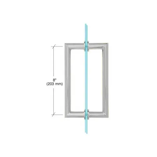 Satin Chrome 8" MT Series Round Tubing Mitered Corner Back-to-Back Pull Handle