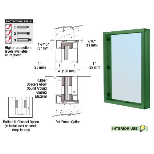 CRL N1V1K KYNAR Painted (Specify) Aluminum Narrow Inset Frame Interior Glazed Vision Window