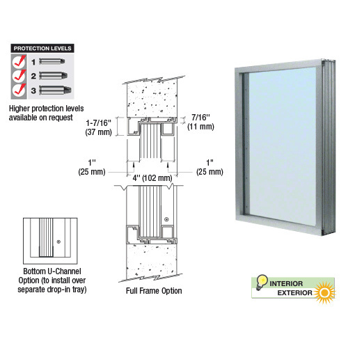 CRL N1VEA Satin Anodized Aluminum Narrow Inset Frame Exterior Glazed Vision Window