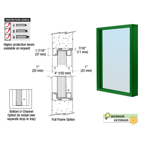 CRL N1VEK Custom KYNAR Painted Aluminum Narrow Inset Frame Exterior Glazed Vision Window