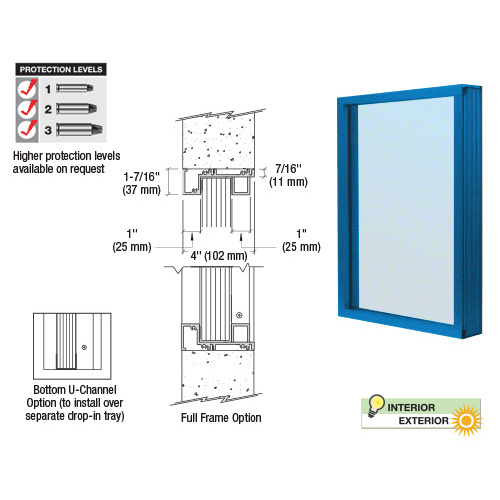 CRL N1VEP Custom Powder Painted Aluminum Narrow Inset Frame Exterior Glazed Vision Window