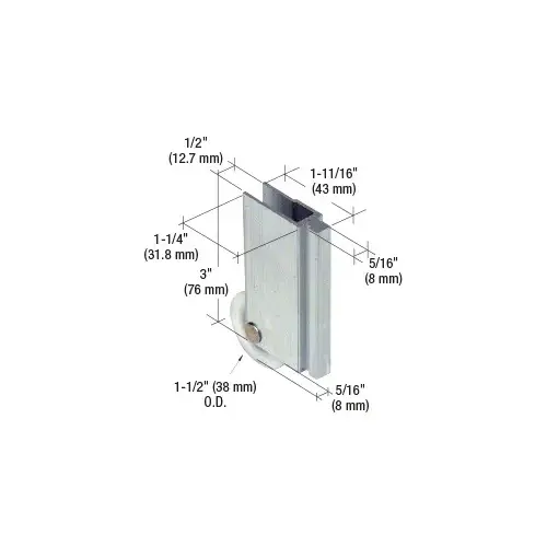 CRL N6598 1-1/2" Nylon Wardrobe Door Roller for Contractors Wardrobe