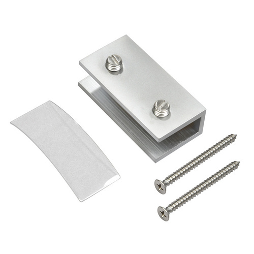 Satin Chrome No-Drill Fixed Panel Glass Clamp