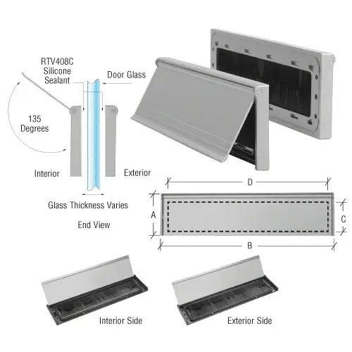 Satin Anodized 3" x 11-1/2" No-Draft Mail Slot - New Style