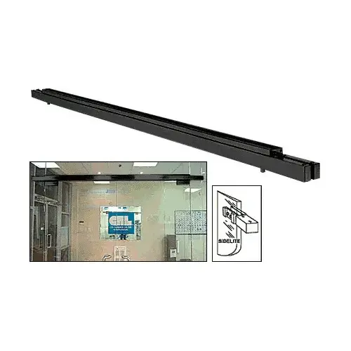 Black Powder Coat Double Narrow Floating Header With Surface Mounted Top Pivots for 72" Wide Opening