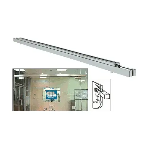 Brushed Stainless Double Narrow Floating Header with Surface Mounted Top Pivots - Custom Length