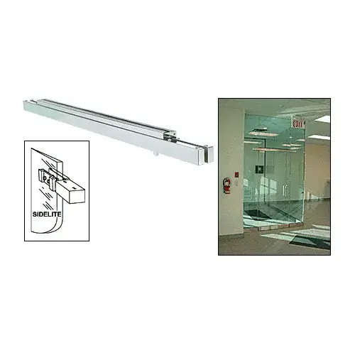 Polished Stainless Single Narrow Floating Header with Surface Mounted Top Pivots - Custom Length