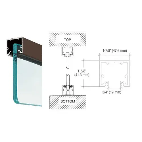 Oil Rubbed Bronze Wide U-Channel With Top Load Roll-In Glazing Gasket for 3/8" and 1/2" Glass - Custom Length