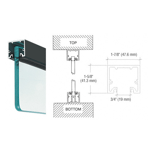 Black Powder Coat Wide U-Channel with Top Load Roll-In Glazing Gasket for 3/8" and 1/2" Glass - 240" Length