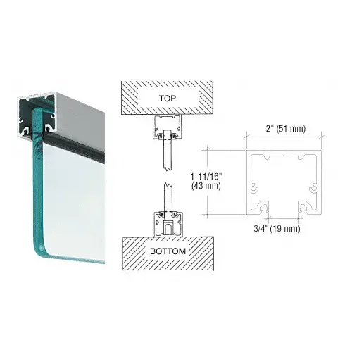 Brushed Stainless Anodized Wide U-Channel with Top Load Roll-In Glazing Gasket for 3/8" and 1/2" Glass - Custom Length