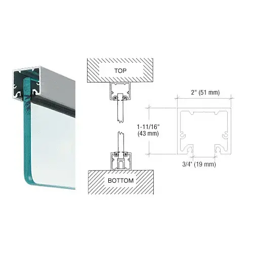 Brushed Stainless Wide U-Channel with Top Load Roll-In Glazing Gasket for 3/8" and 1/2" Glass - 120" Length