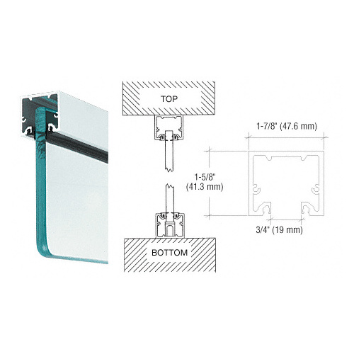 CRL NH2SASL Satin Anodized Wide U-Channel with Top Load Roll-In Glazing Gasket for 3/8" and 1/2" Glass - 120" Length