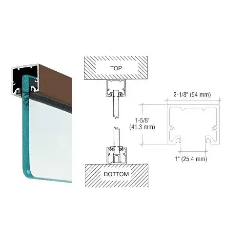 Black Bronze Anodized Wide U-Channel with Top Load Roll-In Glazing Gasket for 3/4" Glass - 120" Length