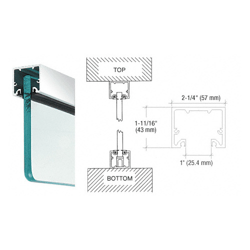 Polished Stainless Wide U-Channel with Top Load Roll-In Glazing Gasket for 3/4" Glass - Custom Length