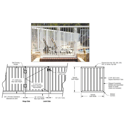 Custom 100 Series Aluminum Railing Gate With Picket