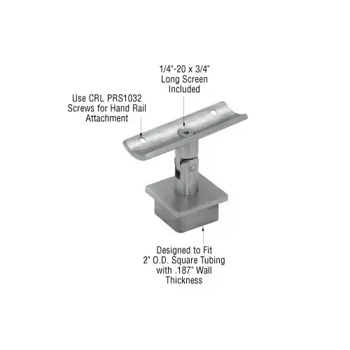 CRL P15SBS Brushed Stainless 2" Square Post P-Series Swivel Standoff Saddle