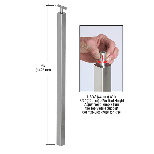 CRL P1BPFBS P1 Series 316 Brushed Stainless 56" Railing Post Only With Fixed Saddle