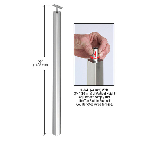 CRL P1BPFPS P1 Series 316 Polished Stainless 56" Railing Post Only With Fixed Saddle