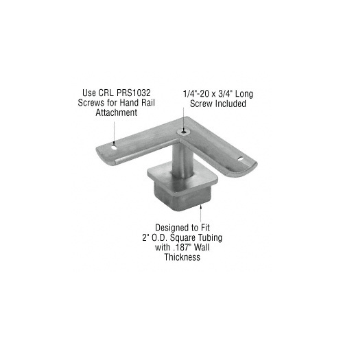 CRL P1F9BS Brushed Stainless 2" Square Post P-Series 90 Degree Fixed Standoff Saddle