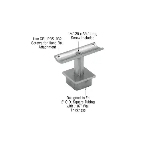 CRL P1FSBS Brushed Stainless 2" Square Post P-Series 180 Degree Fixed Standoff Saddle