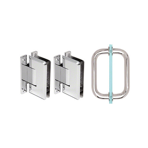 CRL P1NS3CH Polished Chrome Pinnacle Shower Pull and Hinge Set