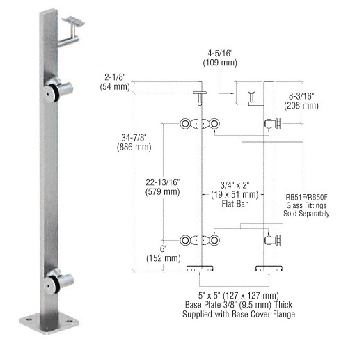 CRL P336LEBS Brushed Stainless 36" P3 Series Left Hand End Post Railing Kit