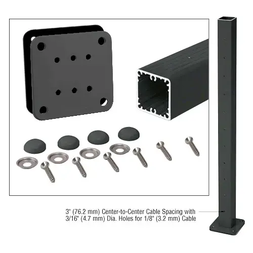 Matte Black 36" Surface Mount Cable Center Post Kit for 200, 300, 350, and 400 Series Rails