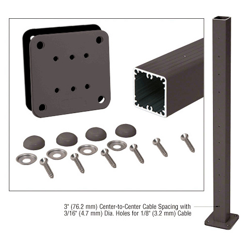 Matte Bronze 42" Surface Mount Cable Center Post Kit for 200, 300, 350, and 400 Series Rails