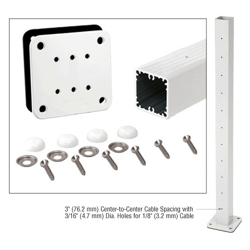 Sky White 36" Surface Mount Cable Center Post Kit for 200, 300, 350, and 400 Series Rails