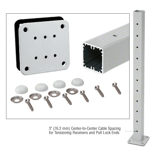 Silver Metallic 42" Tall Cable Receiver Post Kit Prepped for Button Terminal End