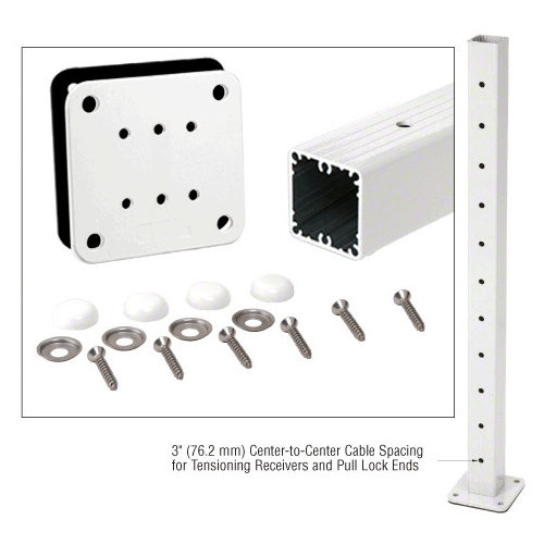 Sky White 36" Tall Cable Post Kit Prepped for Flip-Toggle End