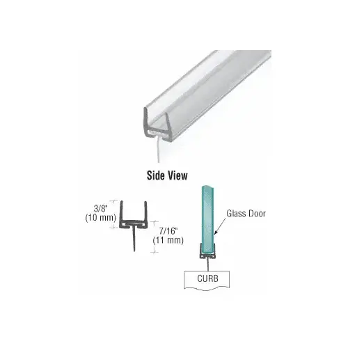 Polycarbonate Bottom Rail With Wipe for 5/16" Glass -  84" Length - pack of 5