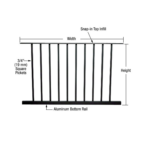 Matte Black 200, 300, 350, and 400 Series 48"W x 36"H Picket Panel