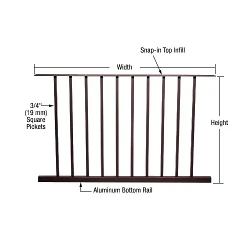 Matte Bronze 200, 300, 350, and 400 Series 48"W x 48"H Picket Panel