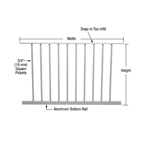 Metallic Silver 200, 300, 350, and 400 Series 48"W x 36"H Picket Panel