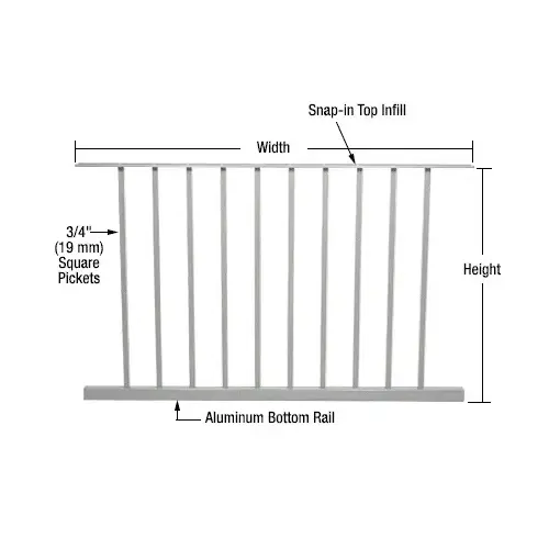 Metallic Silver 200, 300, 350, and 400 Series 48"W x 48"H Picket Panel