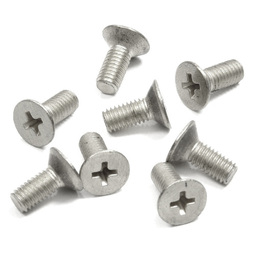 Satin Chrome 6 x 15 mm Cover Plate Flat Head Phillips Screws - pack of 8