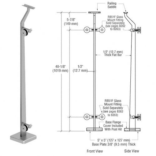 CRL P542LEBS Brushed Stainless Left End P5 Series Post Railing Kit