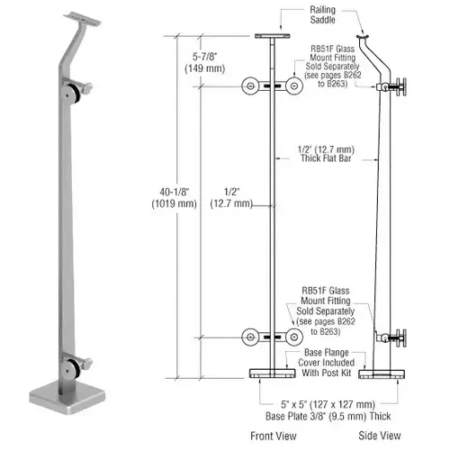 CRL P542LEBS Brushed Stainless Left End P5 Series Post Railing Kit