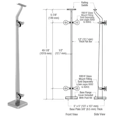 CRL P542LEPS Polished Stainless Left End P5 Series Post Railing Kit