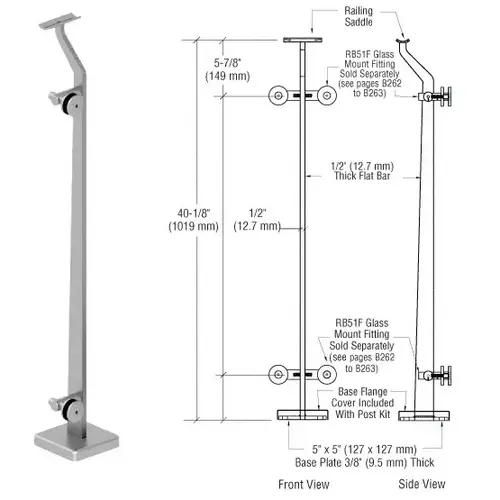 CRL P542REBS Brushed Stainless Right End P5 Series Post Railing Kit