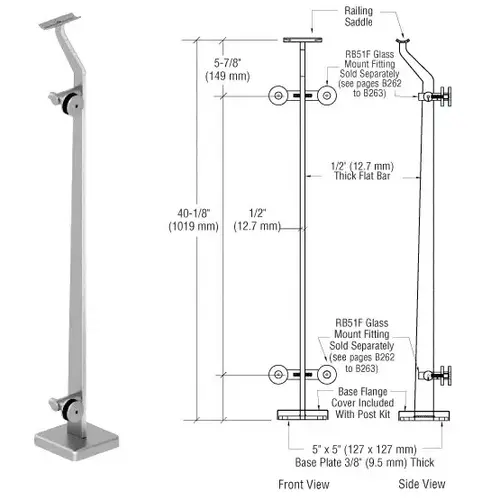 CRL P542REPS Polished Stainless Right End P5 Series Post Railing Kit