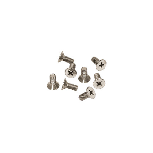 CRL P612BN Brushed Nickel 6 x 12 mm Cover Plate Flat Head Phillips Screws - pack of 8