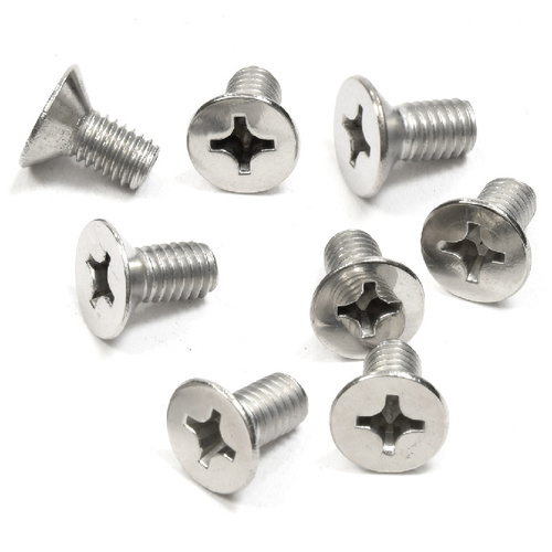 Chrome 6 x 12 mm Cover Plate Flat Head Phillips Screws - pack of 8
