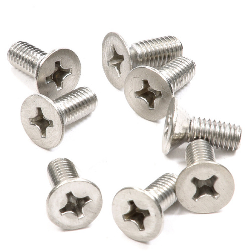 Brushed Nickel 6 x 15 mm Cover Plate Flat Head Phillips Screws - pack of 8