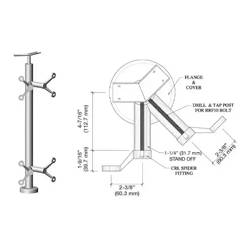 Brushed Stainless 42" P6 Series Spider 135 Degree Angle Post Railing Kit