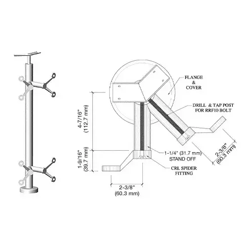 CRL P642APS Polished Stainless 42" P6 Series Spider 135 Degree Angle Post Railing Kit