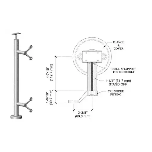 CRL P636EBS Brushed Stainless 36" P6 Series Spider End Post Railing Kit