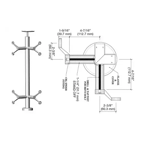 Brushed Stainless 42" P6 Series Spider 90 Degree Corner Post Railing Kit