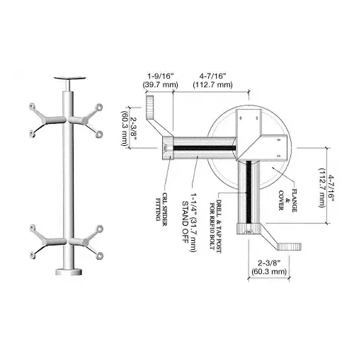 Polished Stainless 42" P6 Series Spider 90 Degree Corner Post Railing Kit